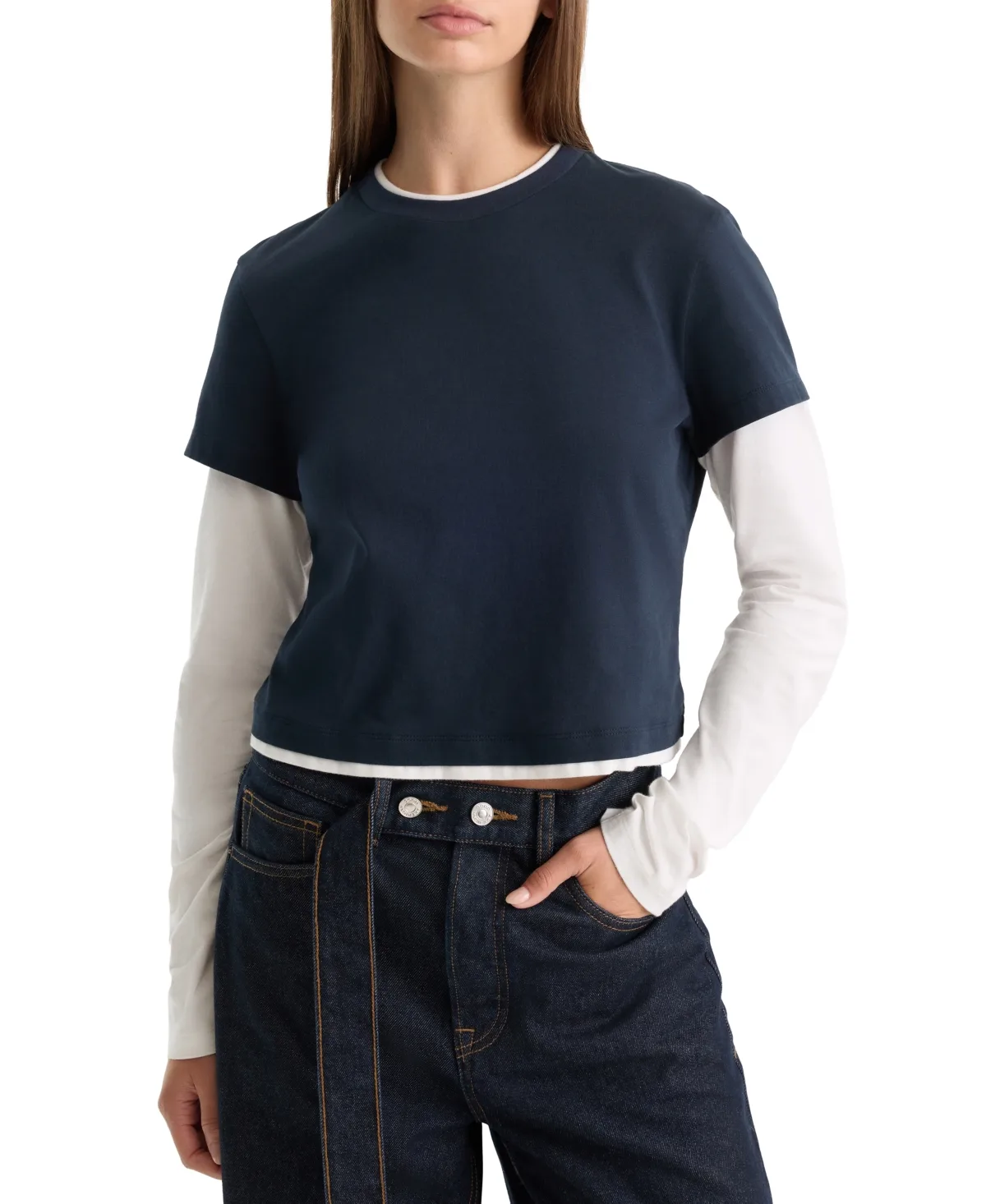 Combo Layered Long-Sleeve T-Shirt by GOOD AMERICAN