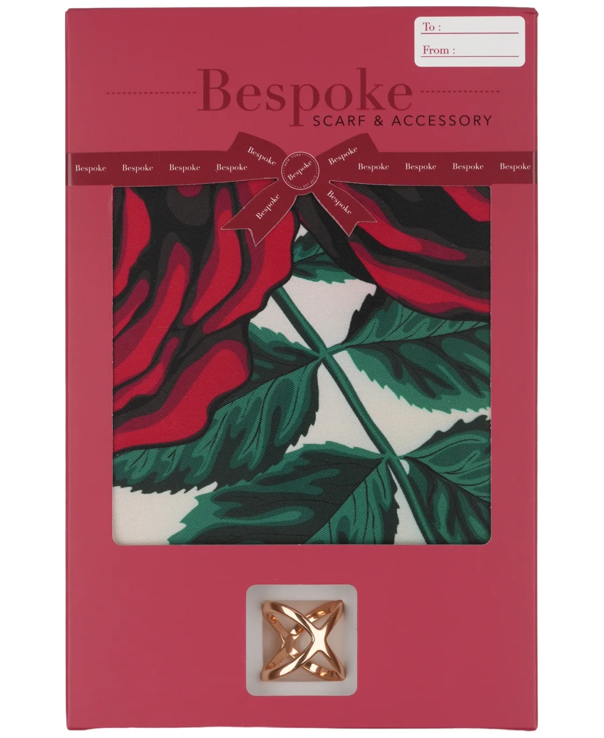 2-Piece Estelle Flower Floral Square Scarf with Scarf Ring Set by Bespoke Fashion