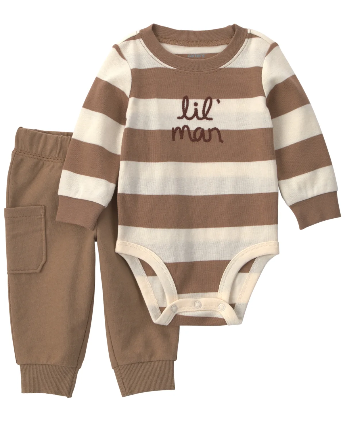 Lil Man Long-Sleeve Striped Bodysuit and Pants, 2-Piece Set by Carter's