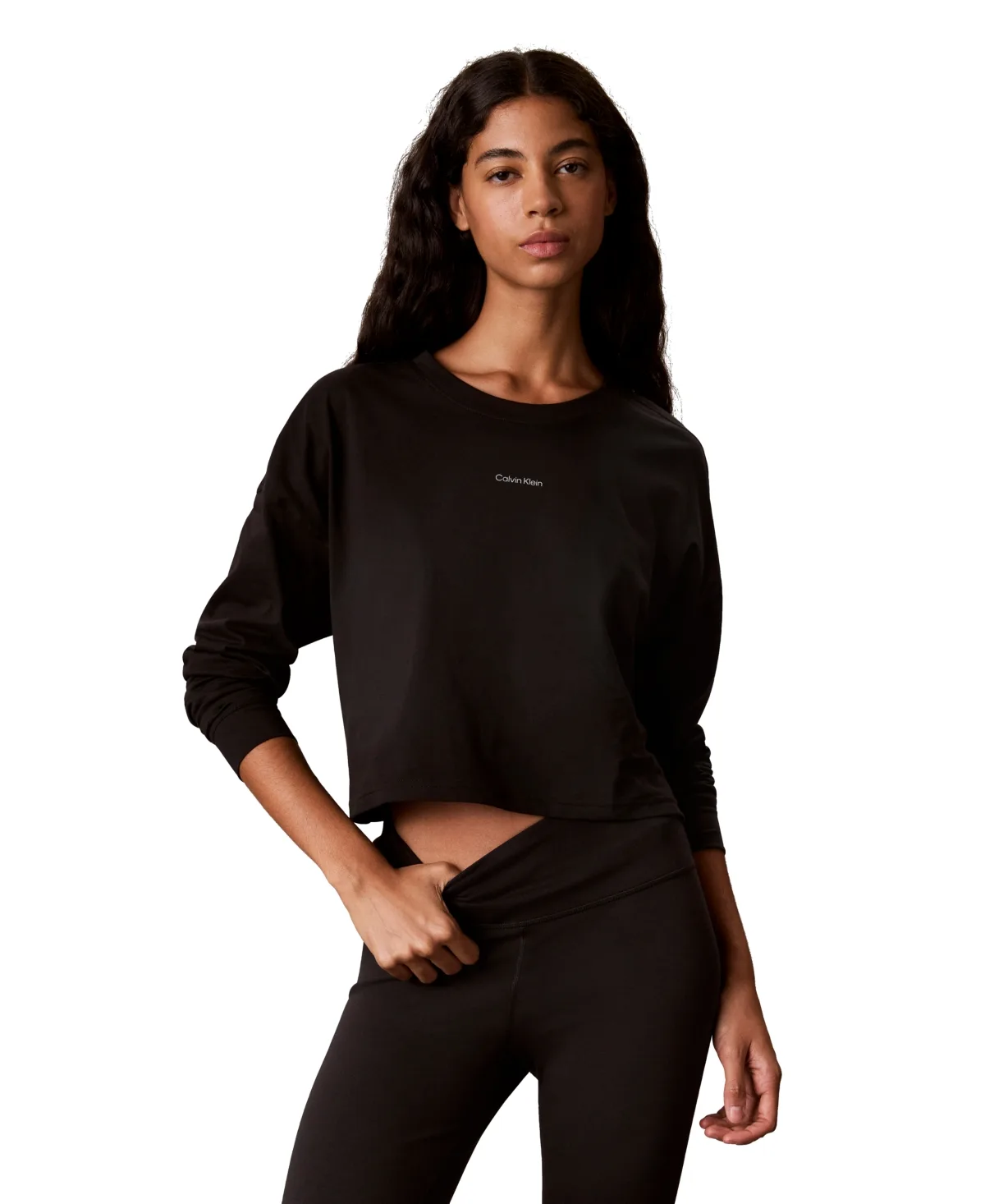 Icon Long-Sleeve Graphic Crop T-Shirt by Calvin Klein