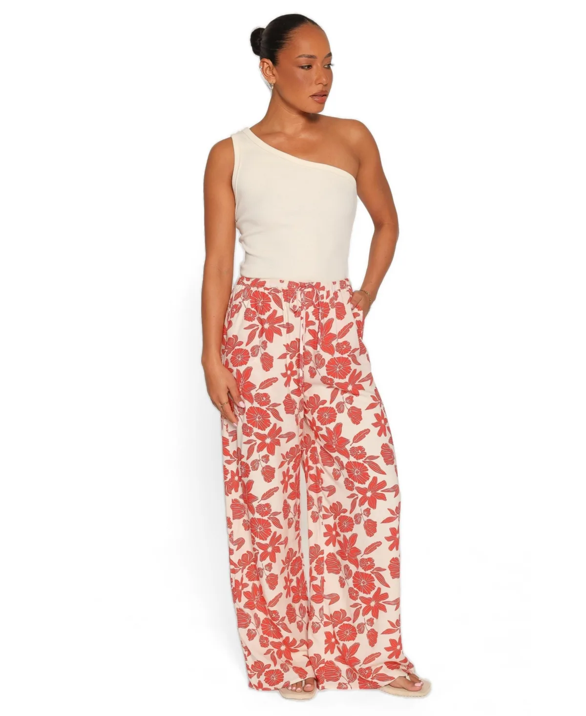 Lira High-Waisted Wide-Leg Floral-Print Pants by Petal and Pup