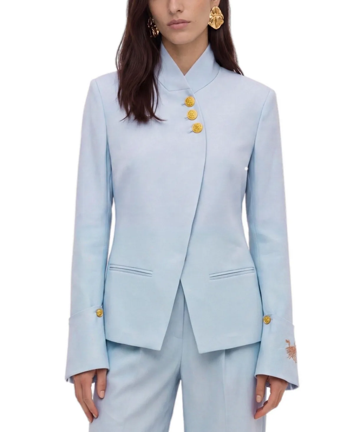 Embroidery Detail Stand Collar Jacket by Nocturne