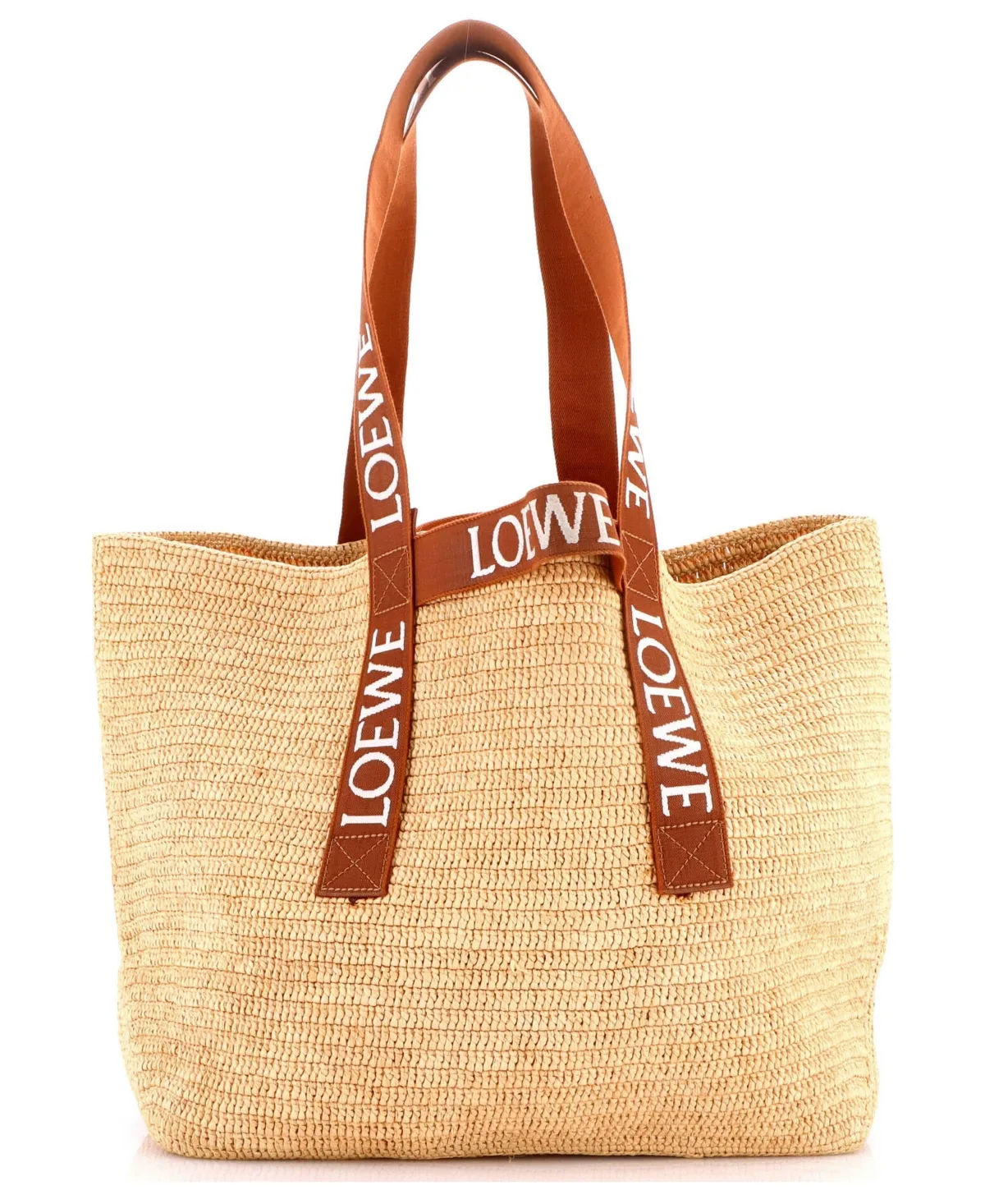Pre-Owned Medium Fold Logo Strap Tote Raffia by LOEWE