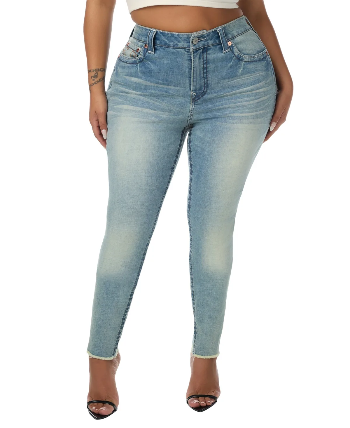 Mid-Rise Skinny Light-Rinse Denim Jeans by True Religion