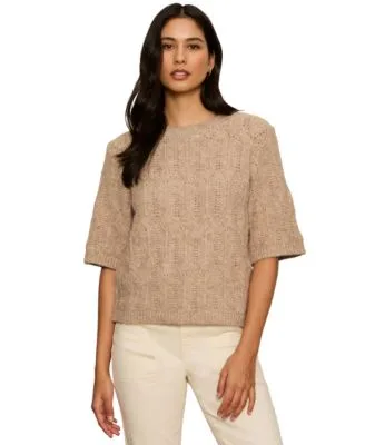 Pointelle Short Sleeve Crewneck Sweater Tee by Sanctuary