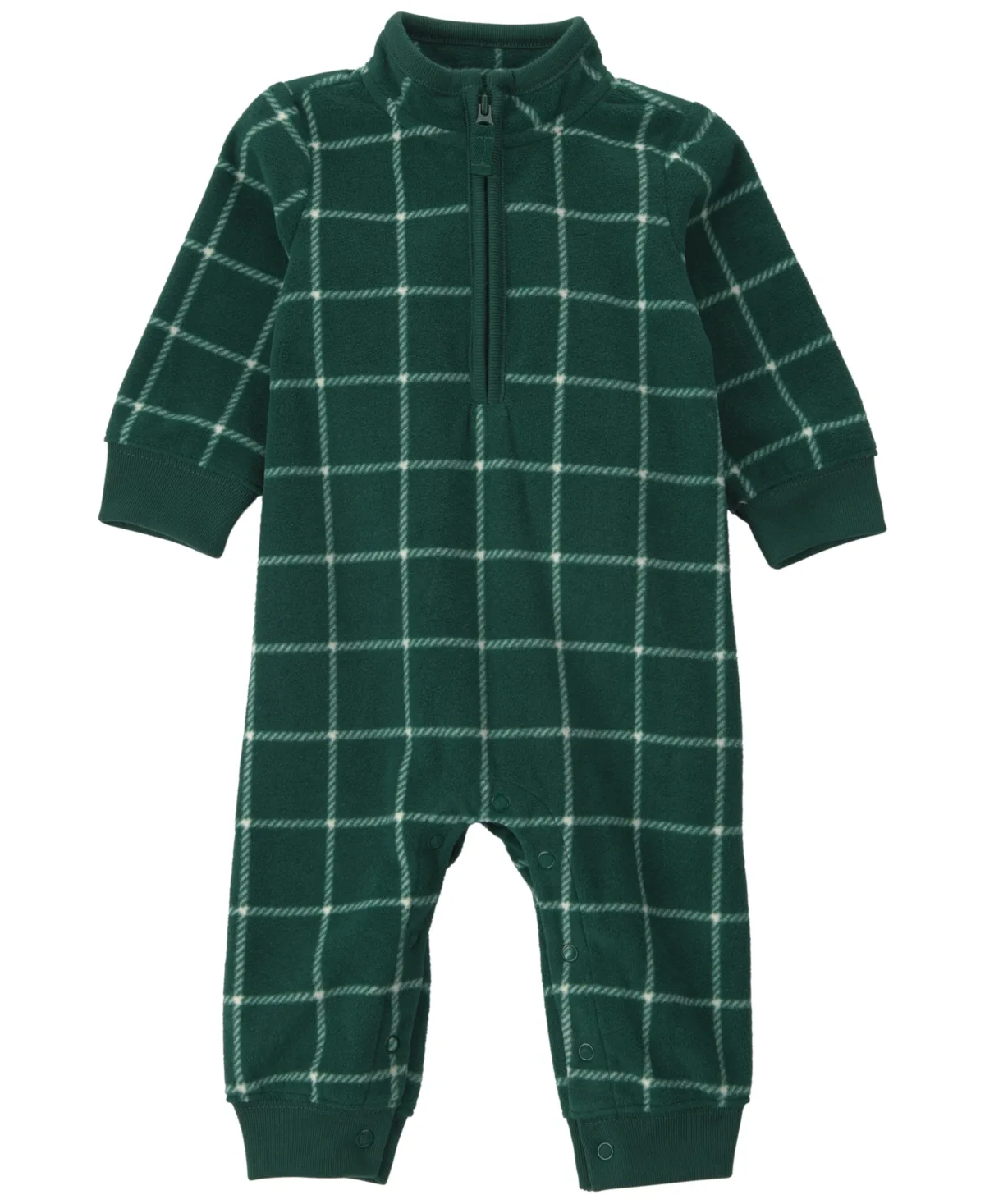 Windowpane-Plaid Long-Sleeve Jumpsuit with Quarter Zip by Carter's