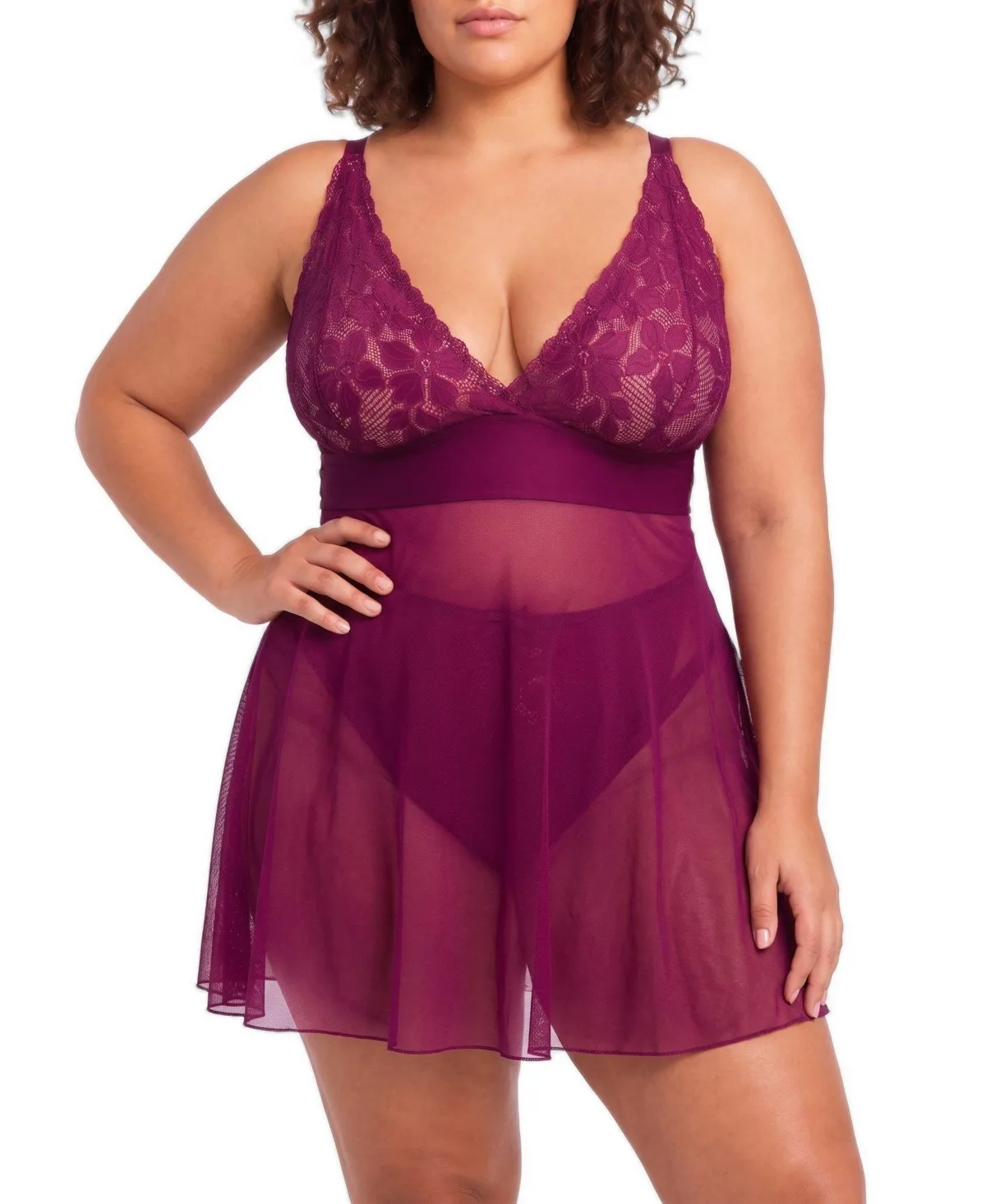 Ava Lace Wireless V-Neck Babydoll by Torrid