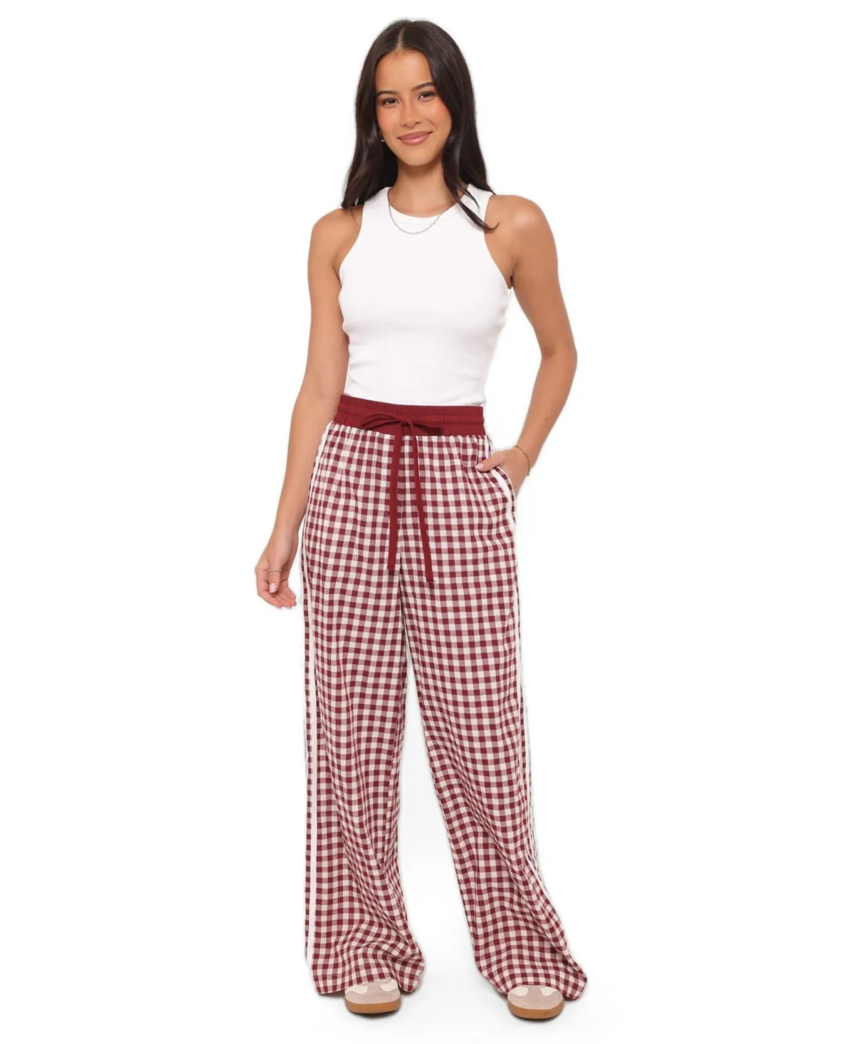 Lawson Wide-Leg High-Rise Gingham Pants by Petal and Pup