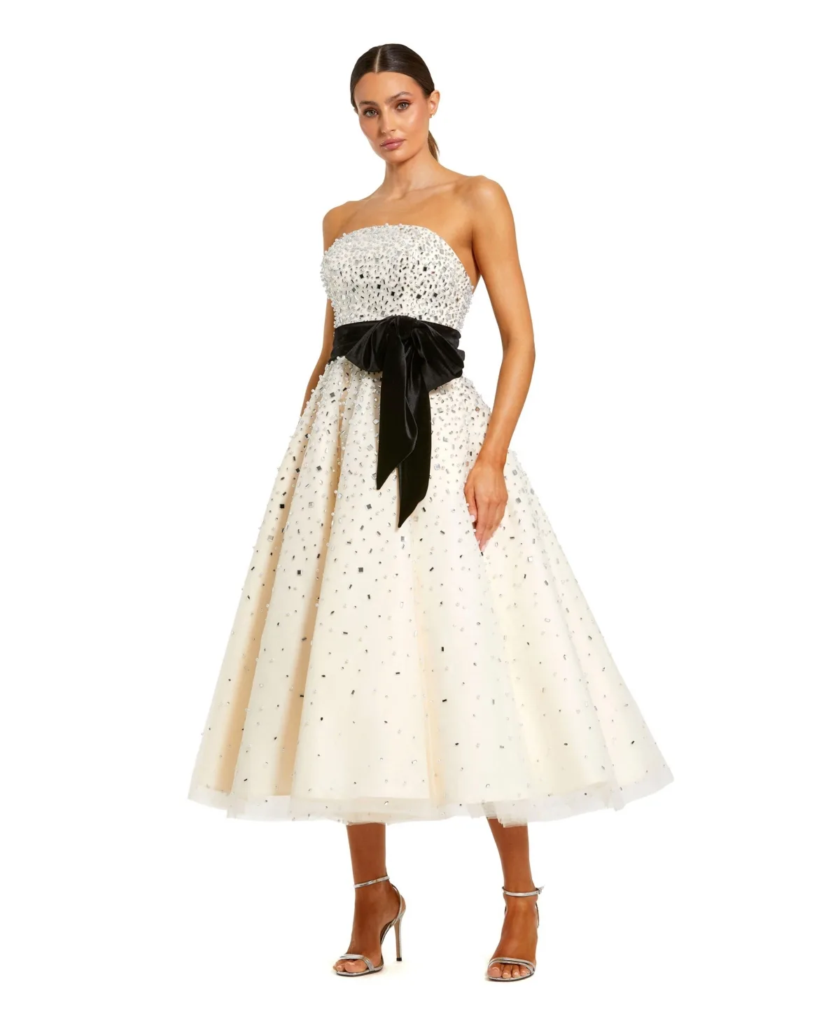 Mac Duggal Strapless Embellished Tulle Midi Dress by M.A.C.