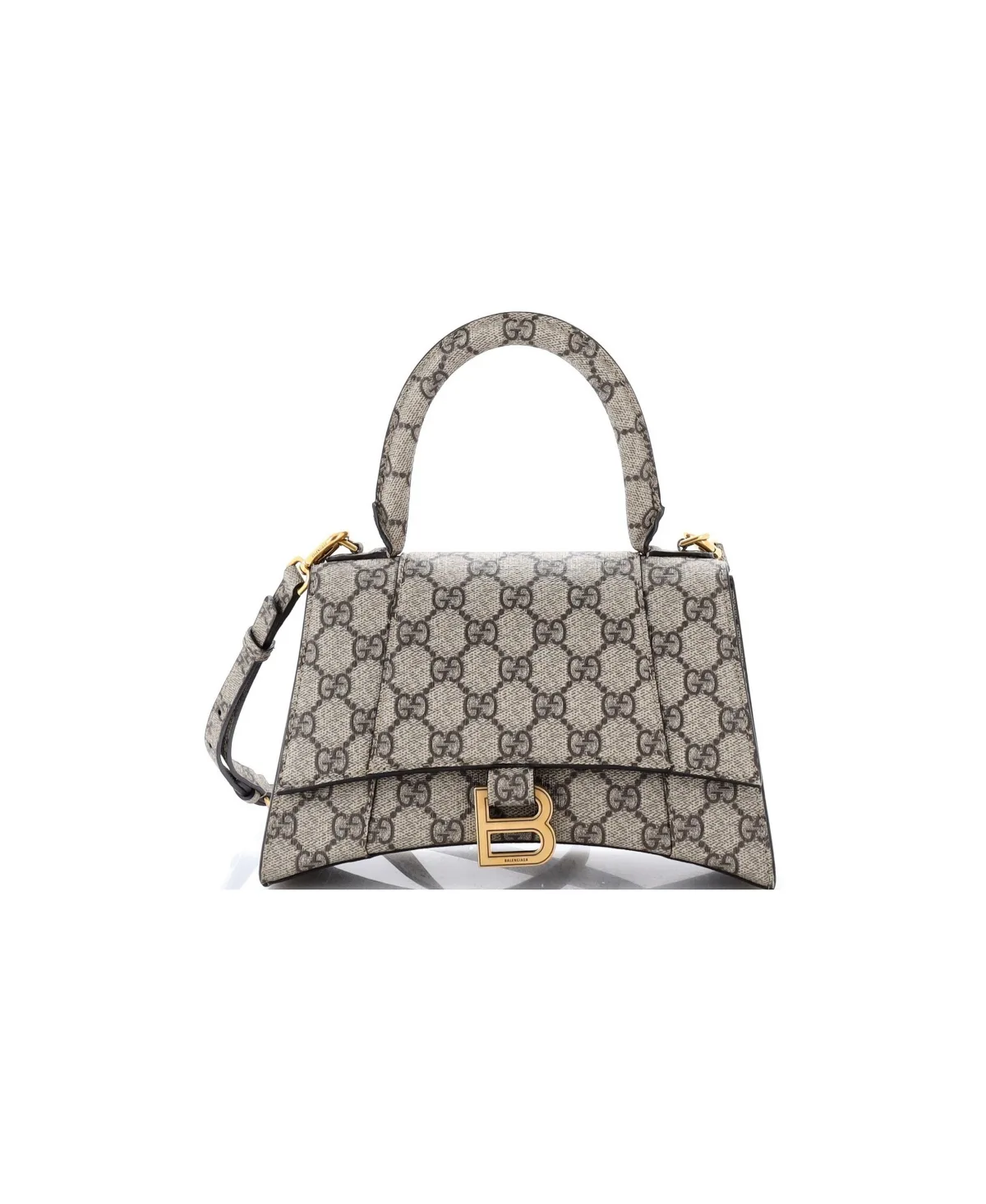 Pre-Owned Gucci x Balenciaga the Hacker Project Hourglass Top Handle Bag Gg Coated Canvas by Gucci