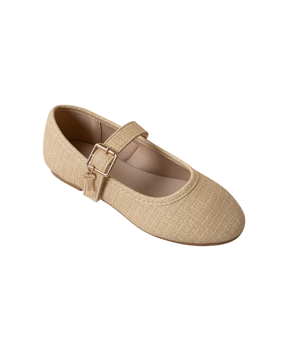 Embossed Shimmer Ballet Flats with Hanging Logo Heart Key Charm by bebe