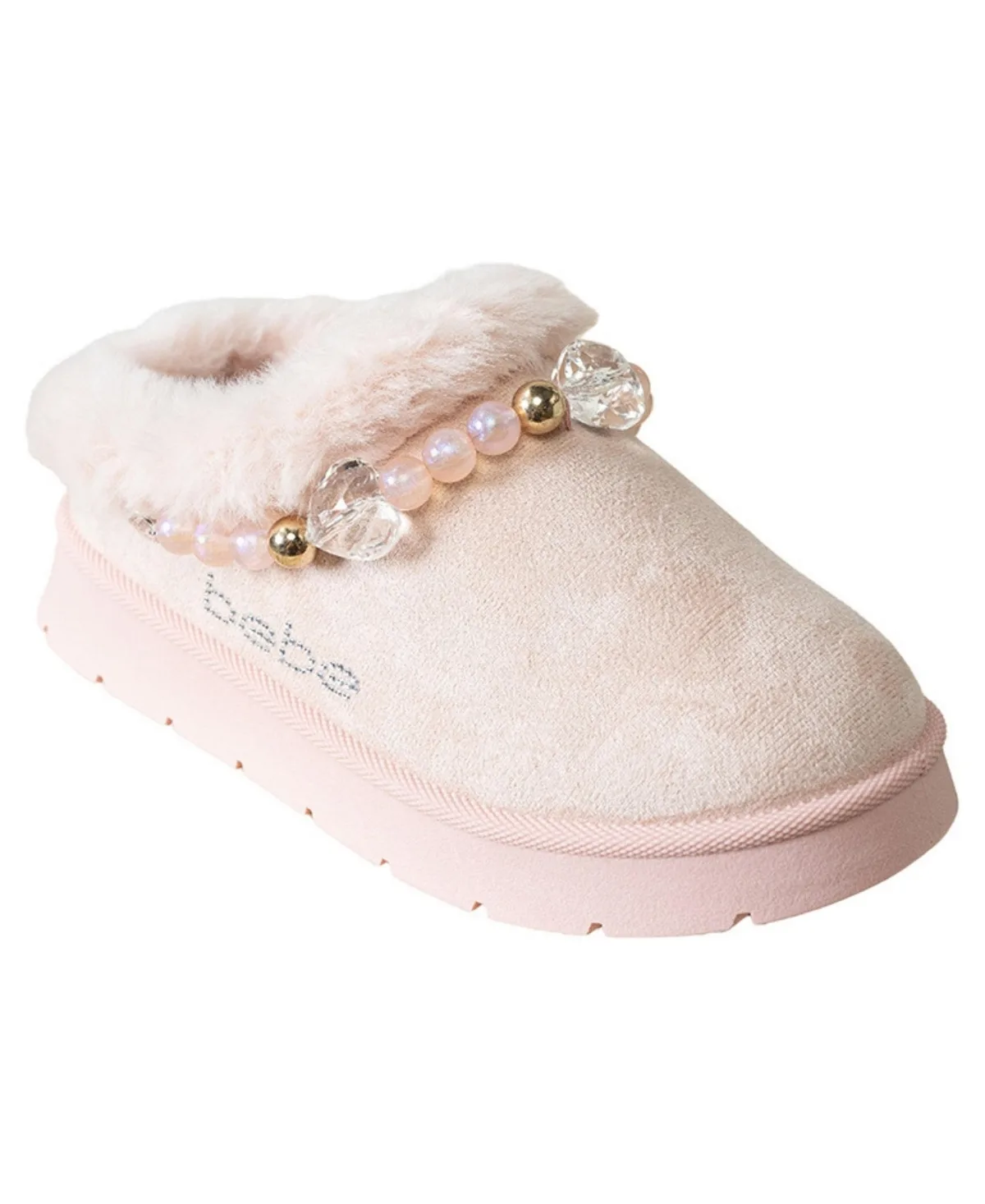 Cozy Boot Slide with Beaded Bracelet and Rhinestone Details by bebe