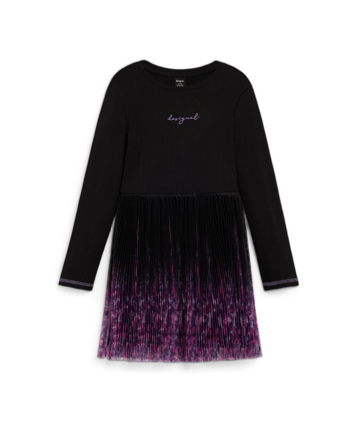 Long-Sleeve Fit & Flare Floral-Print Cotton-Blend Dress by Desigual