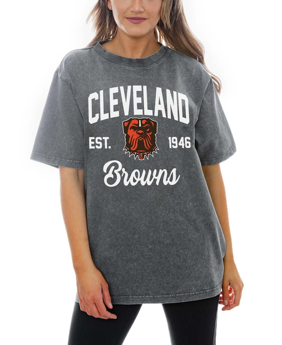 Cleveland Browns Titan Tackle Relaxed Fit Screen Print T-Shirt by Gameday Couture