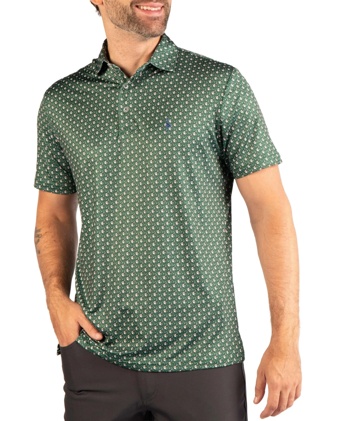 Golf Snowmen Print Spf 30 4-Way Stretch Polo by Tailorbyrd