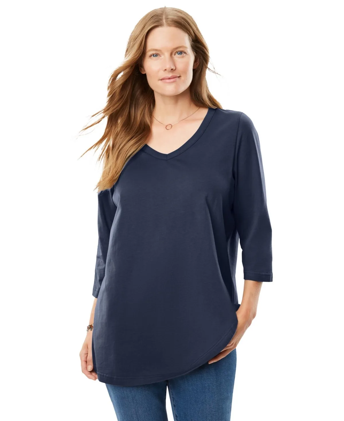 Perfect Three-Quarter Sleeve V-Neck Tee