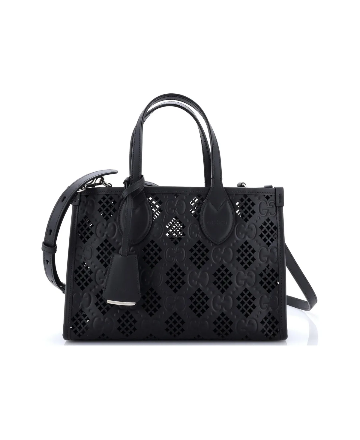 Pre-Owned Gucci Small Convertible Tote Gg Debossed Laser Cut Leather by Gucci