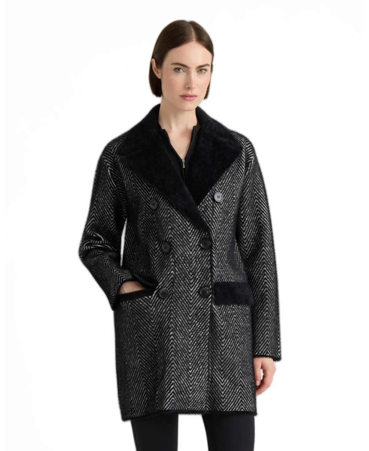 Double-Breasted Herringbone Coat by Nvlt