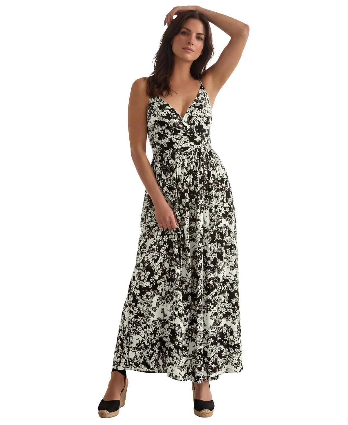 Stretch Jersey Knit Surplice Bodice Maxi Tank Dress by Ellos