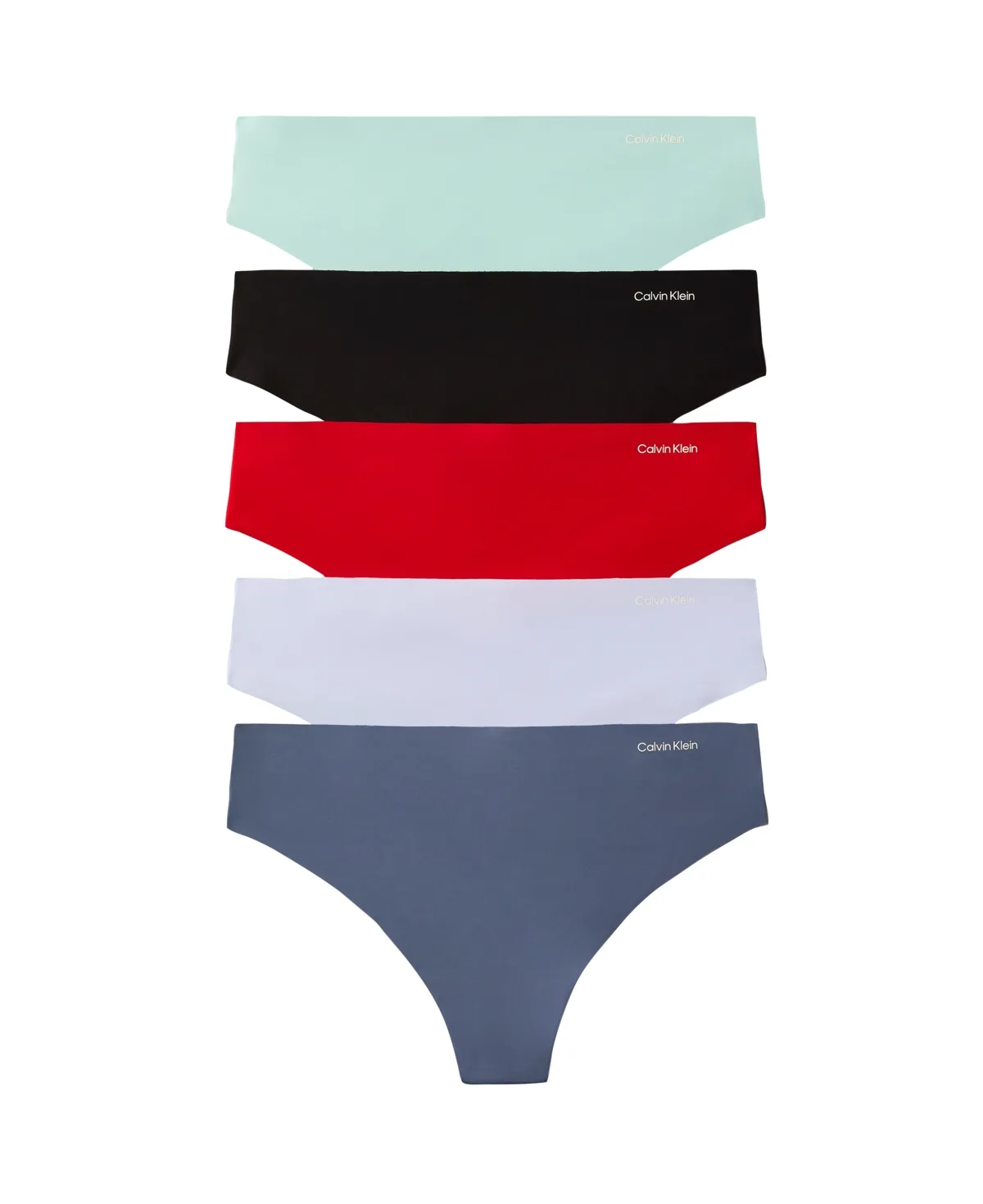 Invisibles Seamless Microfiber Mid-Rise Thong 5-Pack by Calvin Klein