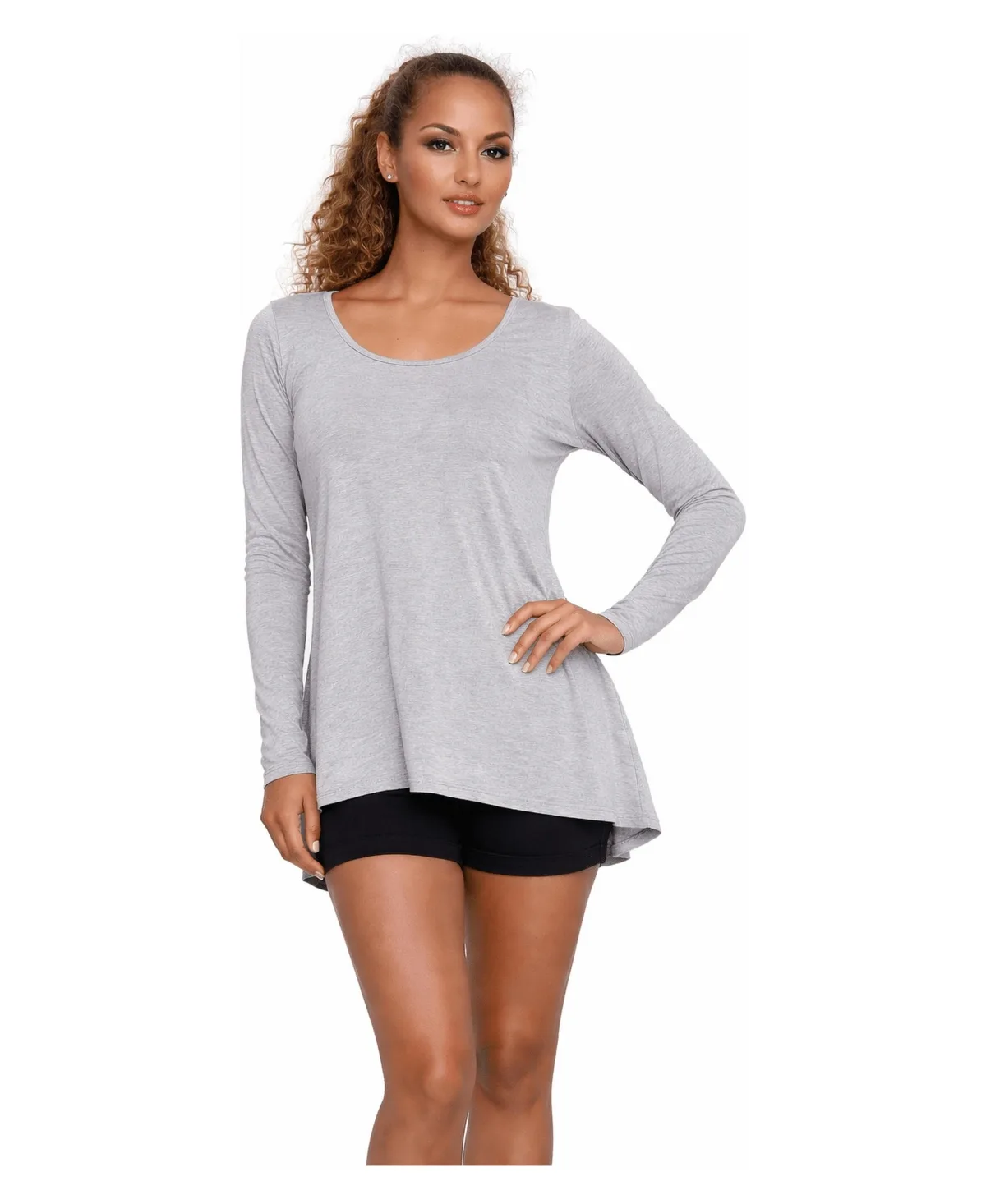 Hi-Low Long Sleeve Tunic by La Moda Clothing