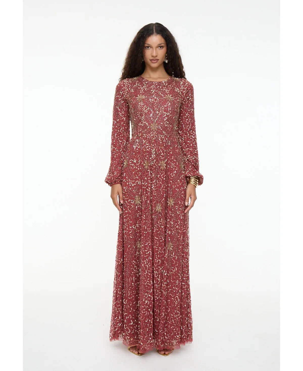 Modest Embellished Sequins A-Line Dress by Maryisa