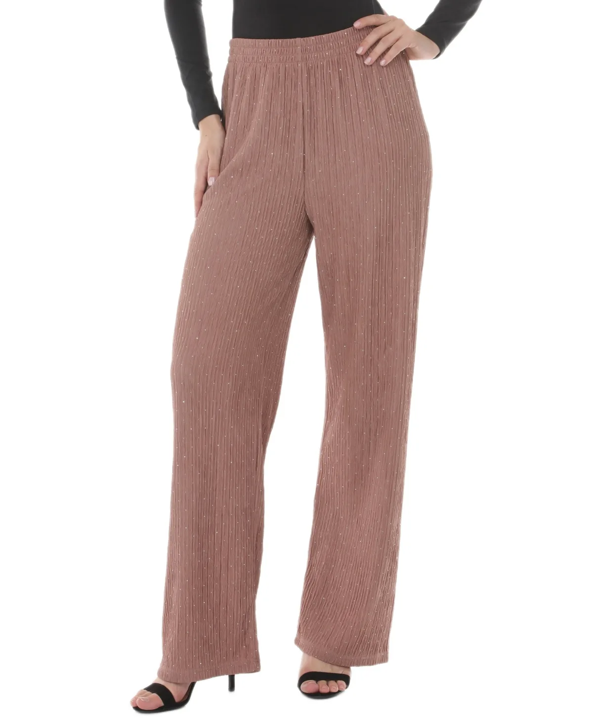 Straight-Leg High-Waisted Studded Pants by White Mark