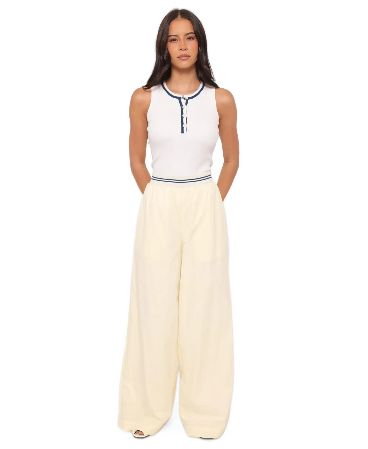 Adam High-Waisted Pull-On Wide-Leg Pants by Petal and Pup
