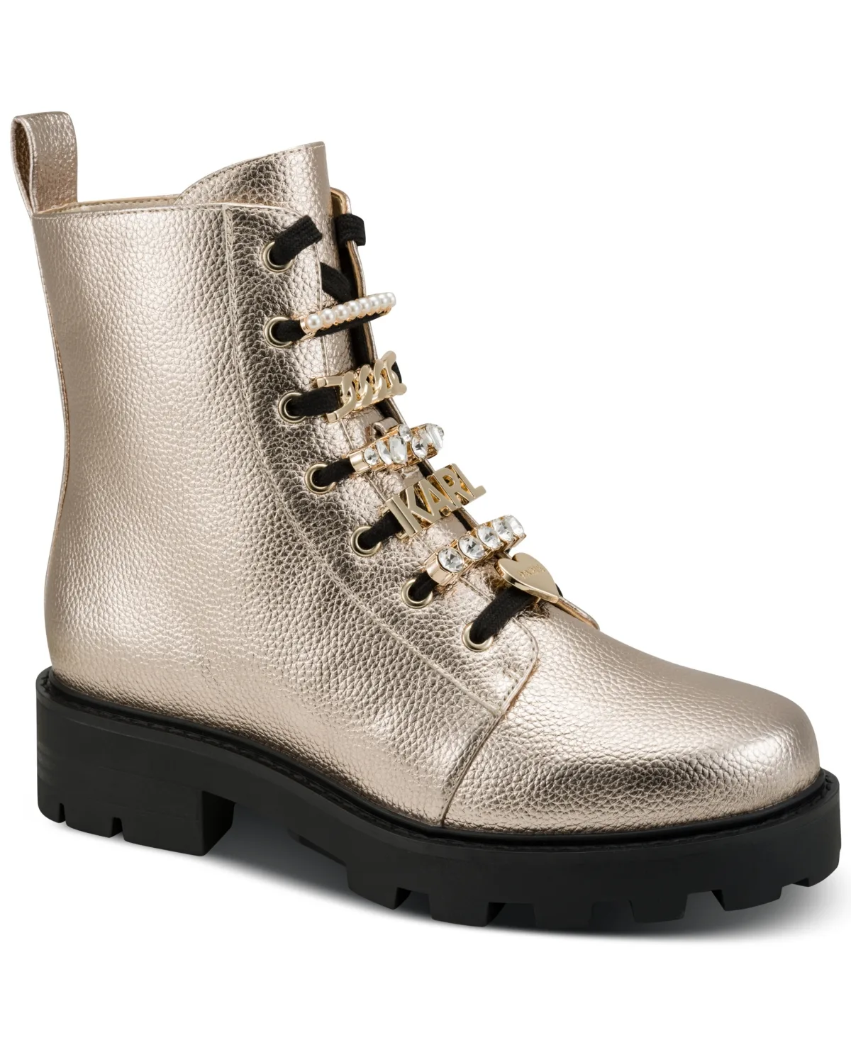 Mela Embellished Combat Booties by Karl Lagerfeld