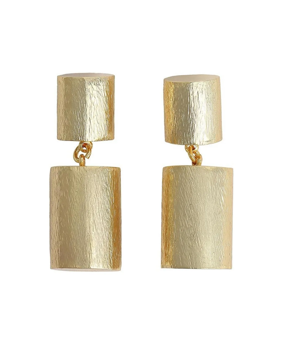 Gold-Tone Sculpted Cylinder Drop Earrings