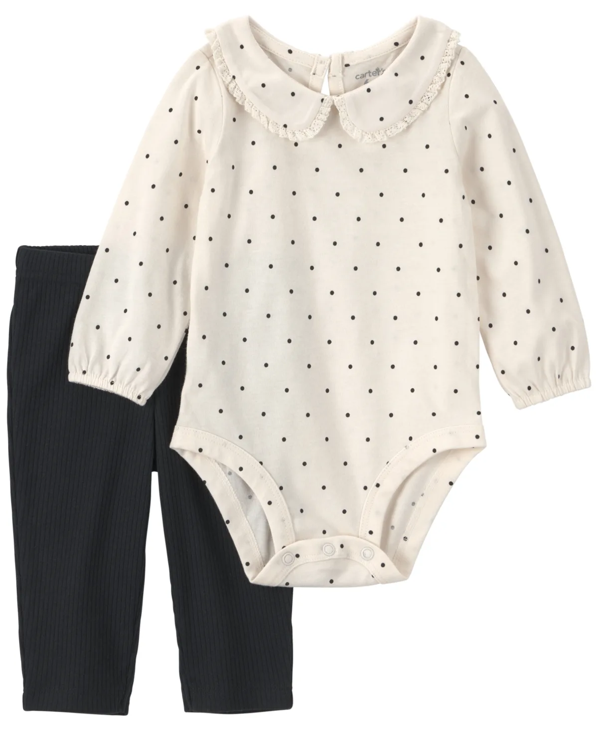 Long-Sleeve Peter Pan Collar Polka-Dot Bodysuit and Pants, 2-Piece Set by Carter's