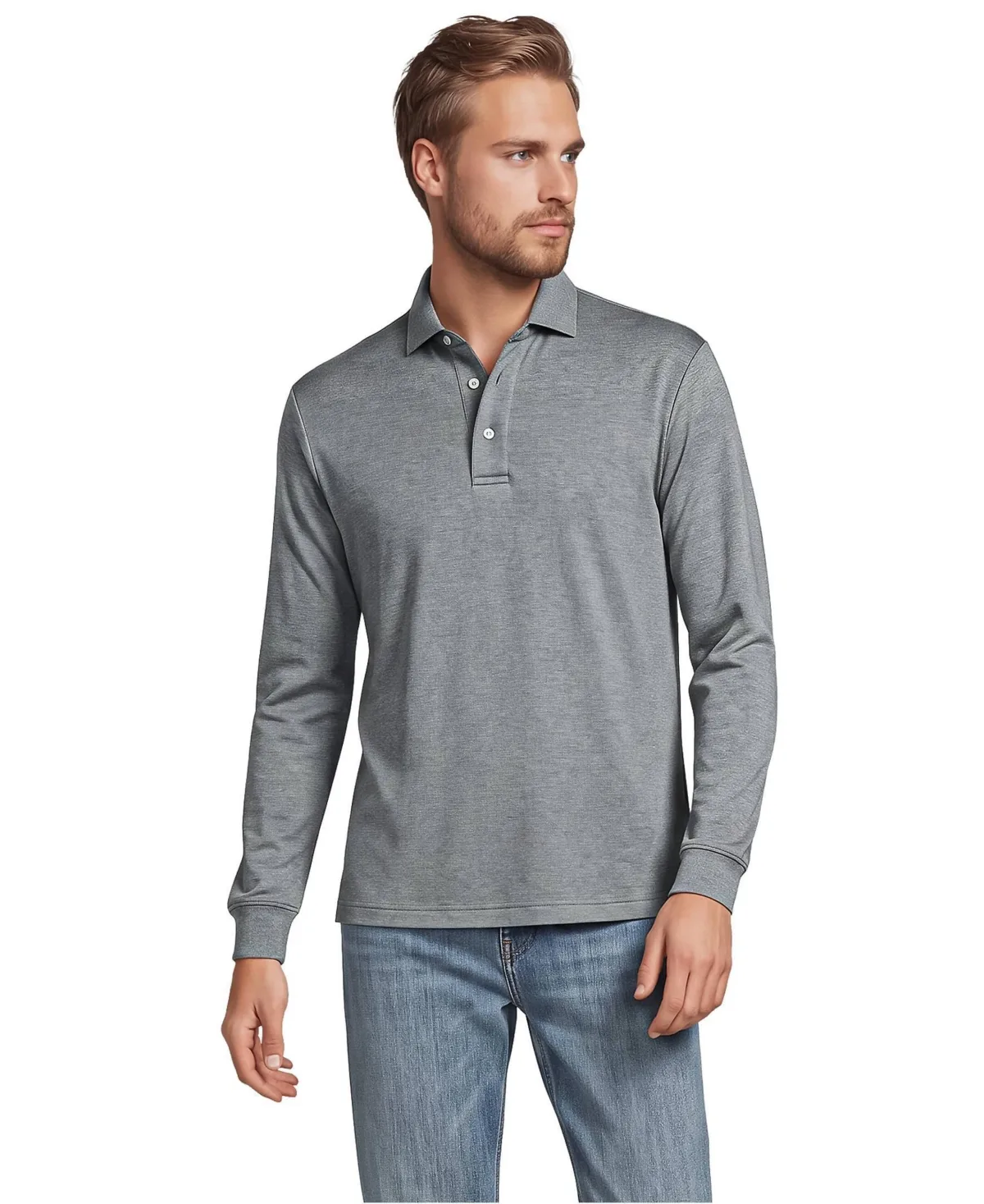Long Sleeve Cotton Supima Polo Shirt by Lands' End