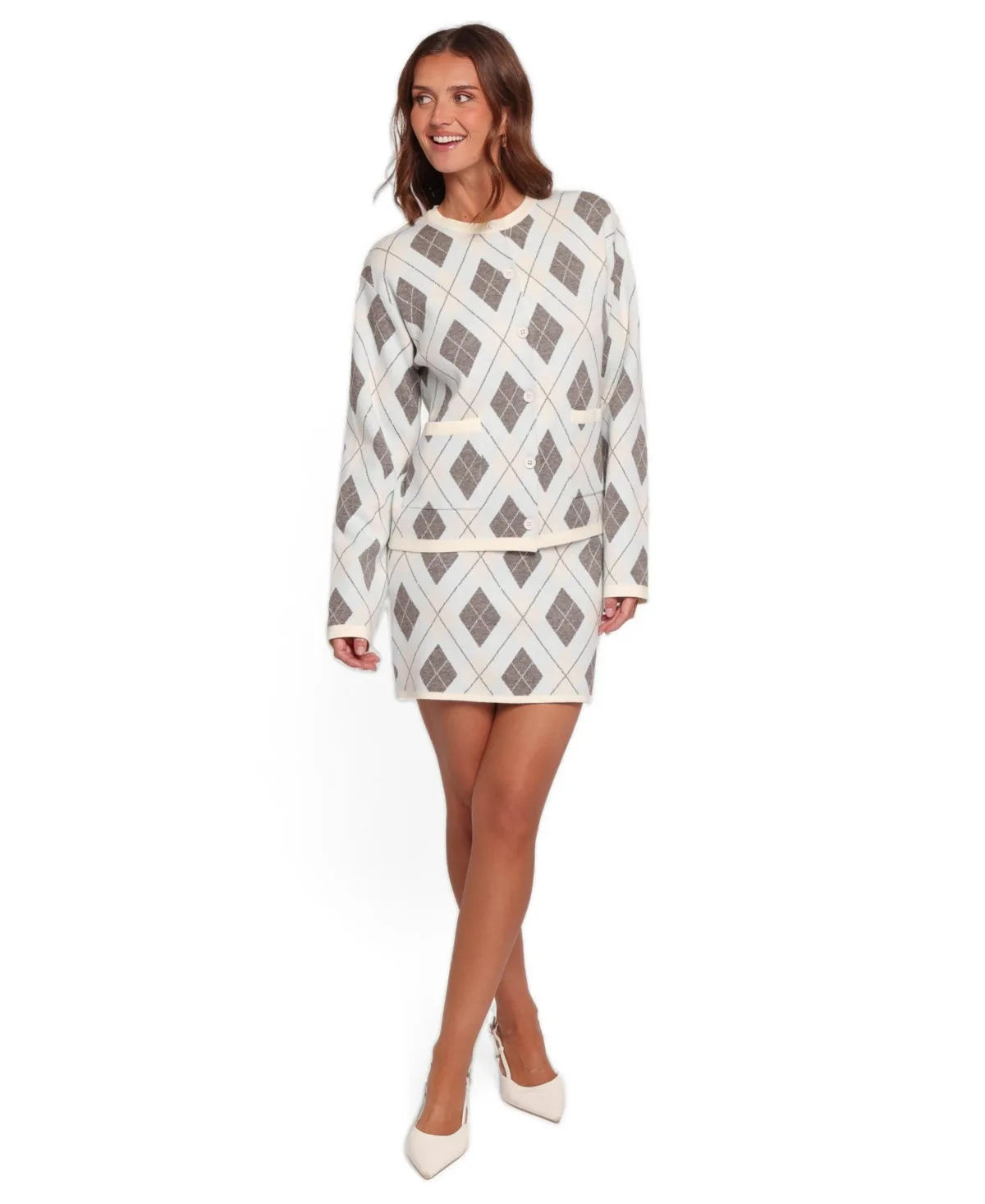 Melissa Argyle Knit Long-Sleeve Top and Skirt, 2-Piece Set by Petal and Pup