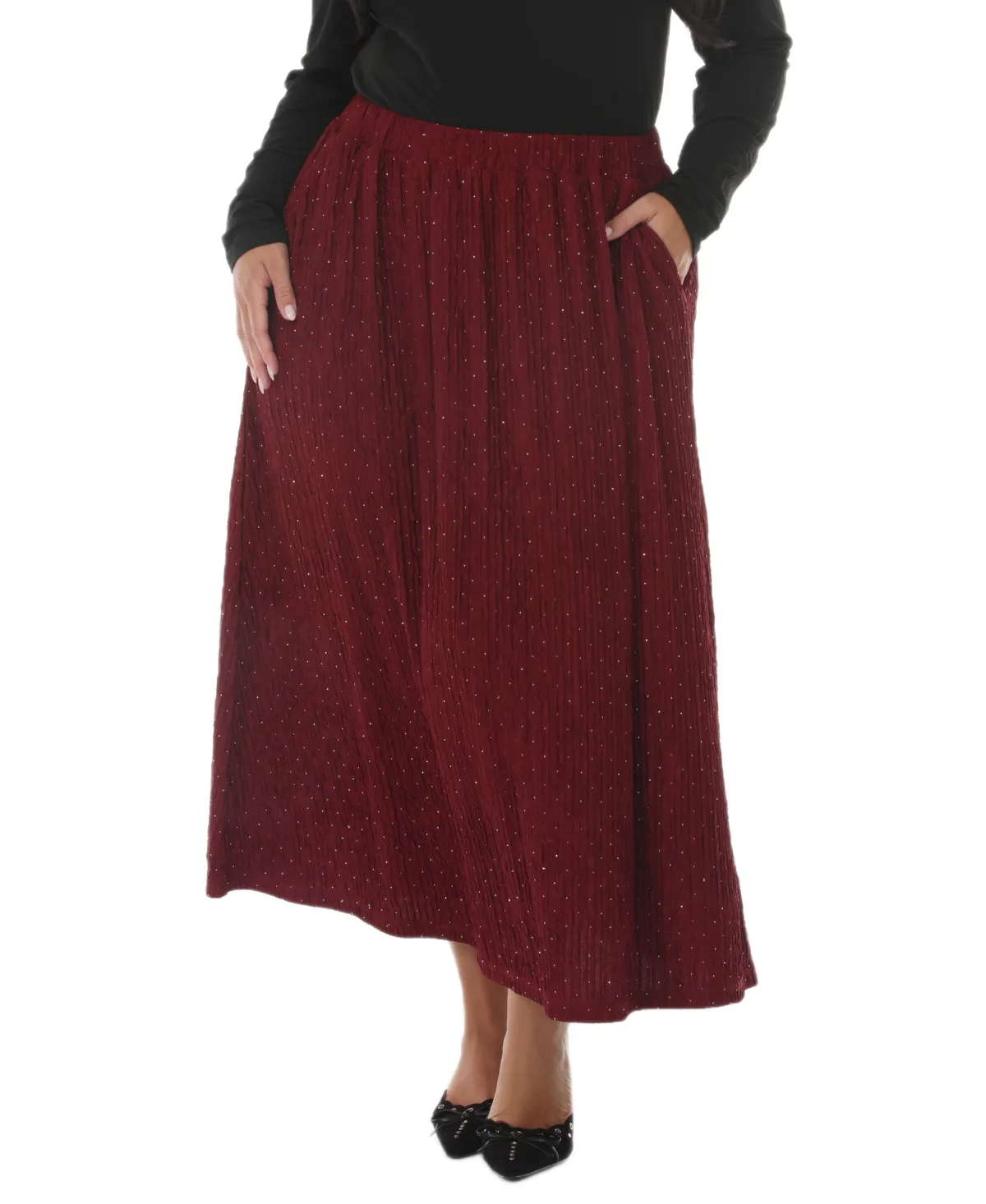 Polka Dot Rhinestone Maxi Skirt by White Mark