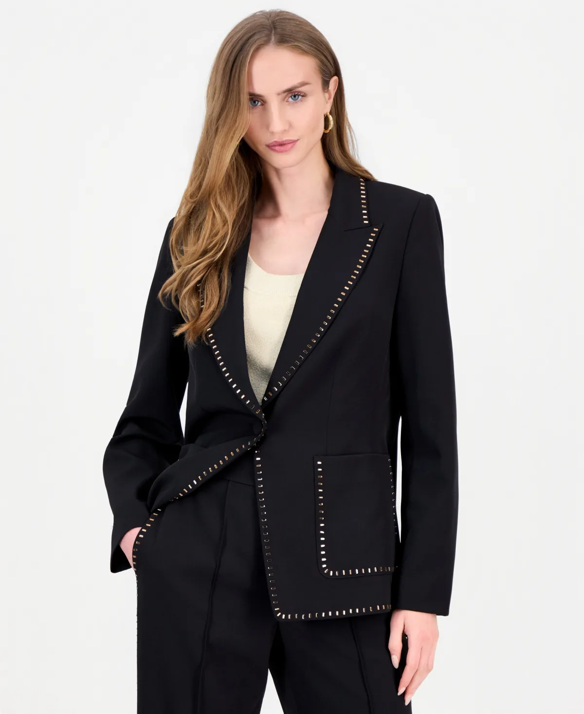 Margaret Rhinestone V-Neck Blazer by Elie Tahari