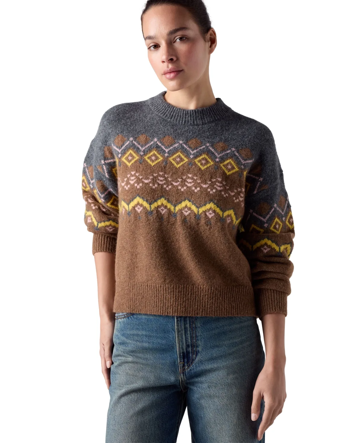 Charlotte Fair-Isle Crewneck Long-Sleeve Sweater