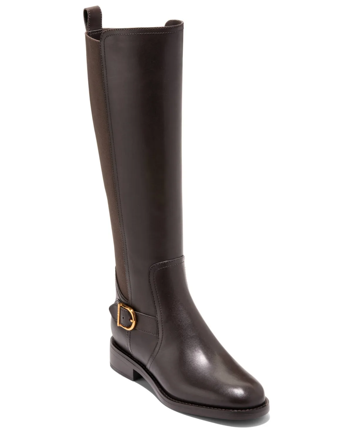 Prue Zipper Riding Boots - Dark Chocolate Leather/Stretch by COLE HAAN