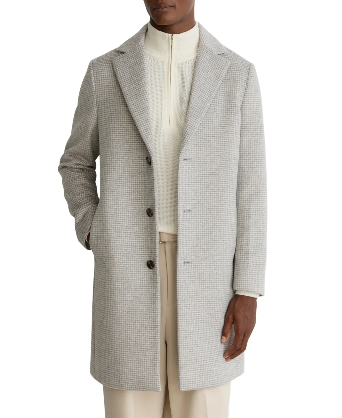 Dawn Wool-Blend Puppytooth Single-Breasted Overcoat by Reiss