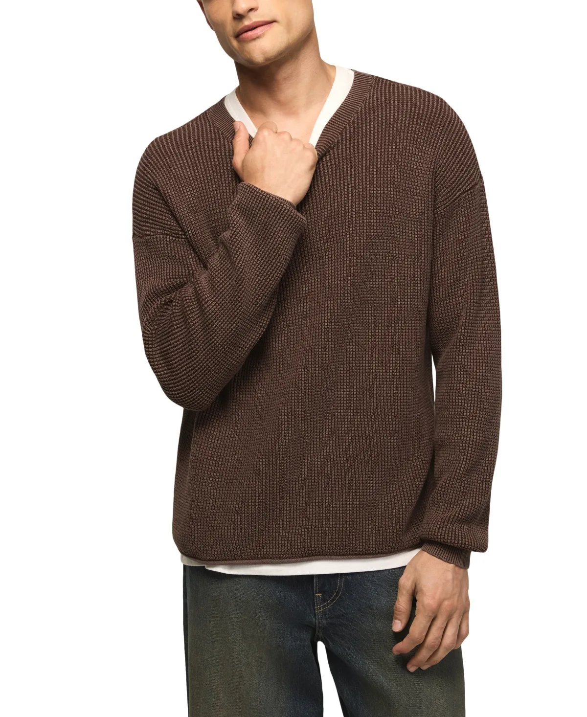 Washed Textured Crewneck Sweater by Lucky Brand