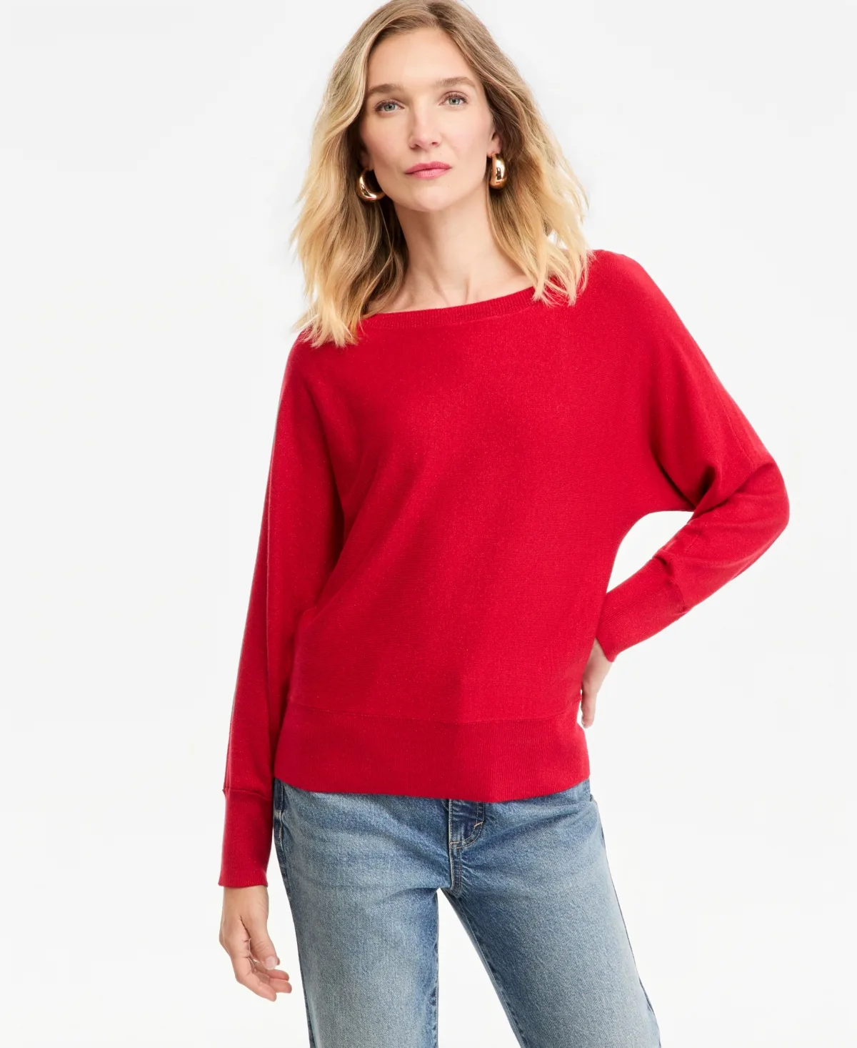 Boat Neck Long Sleeve Sweater by INC International Concepts