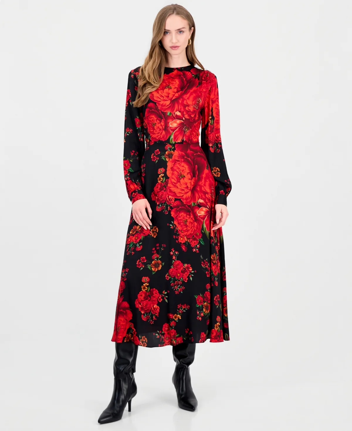 The Valerie Floral A-Line Midi Dress by Elie Tahari