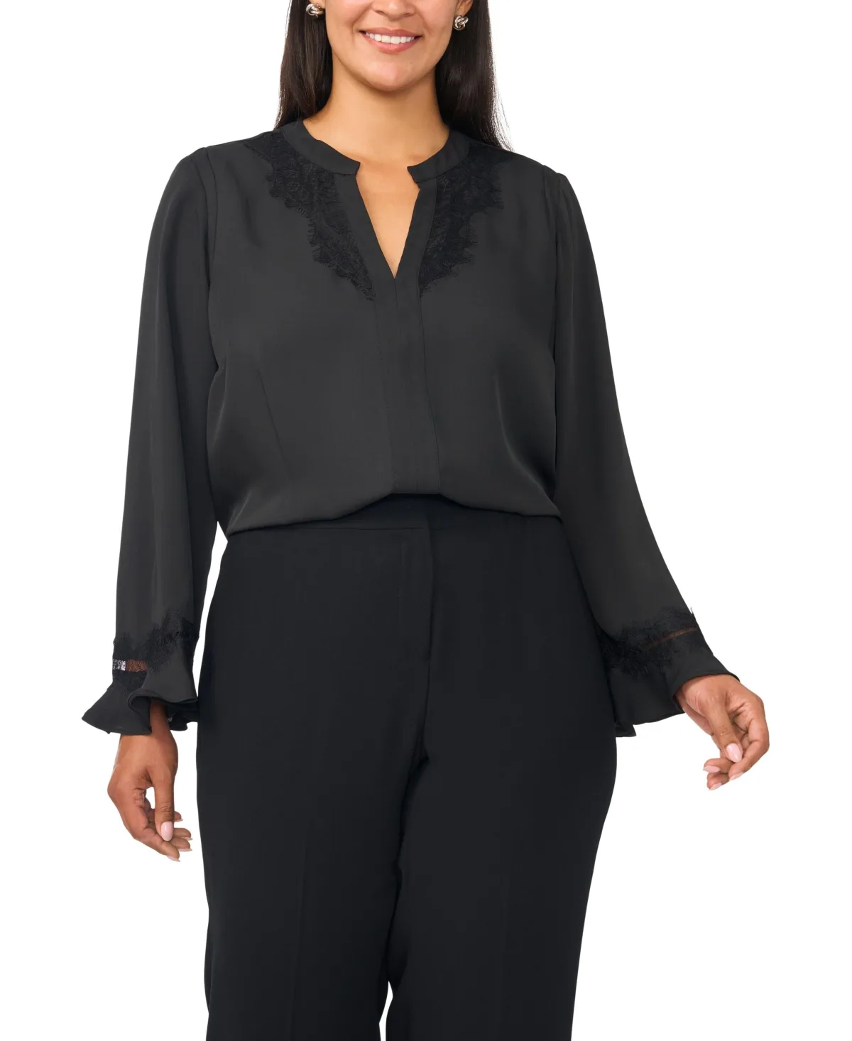 V-Neck Flutter Sleeve Blouse by Vince Camuto