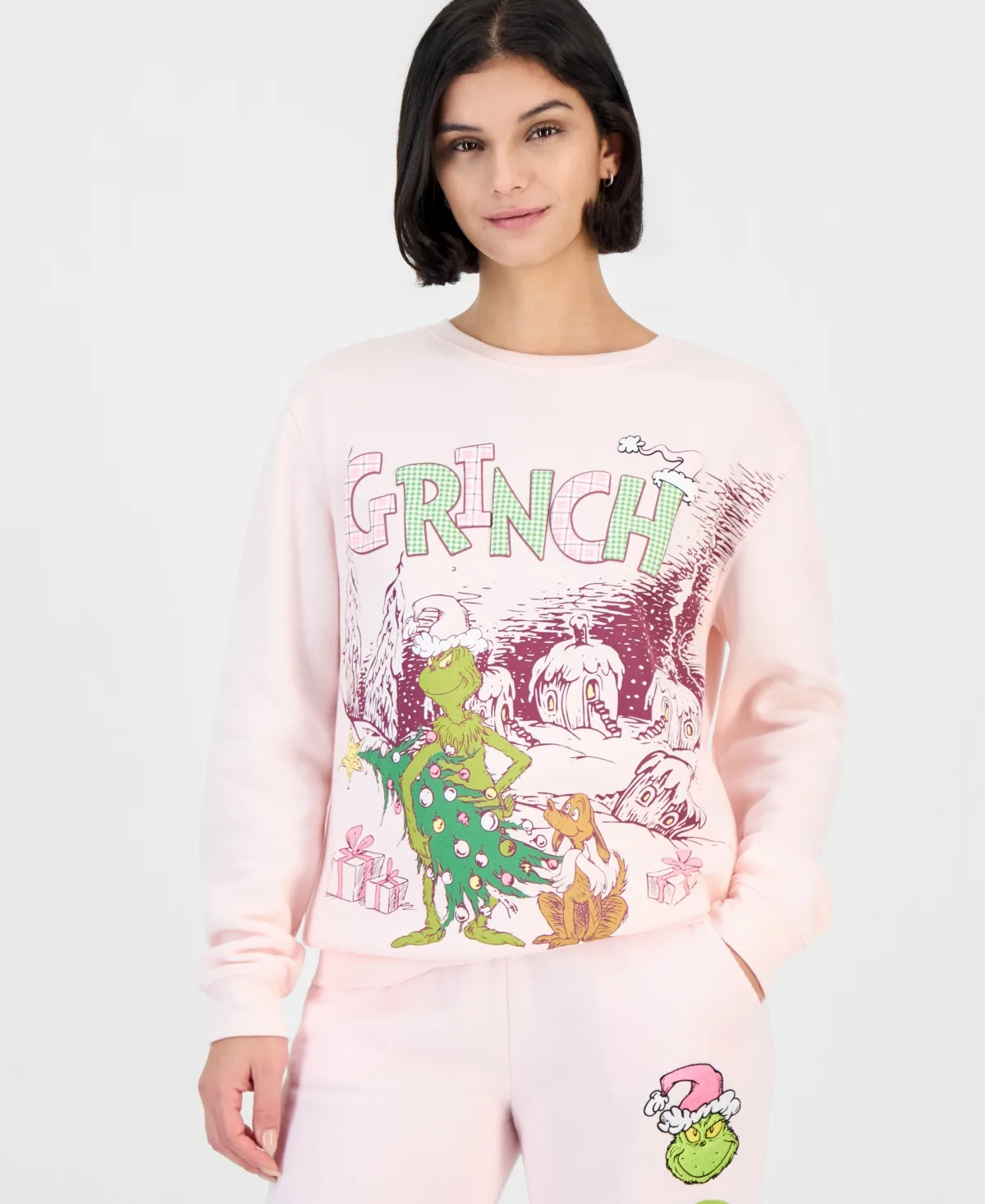 Grinch and Max Crewneck Long-Sleeve Fleece Sweatshirt by Dr Seuss