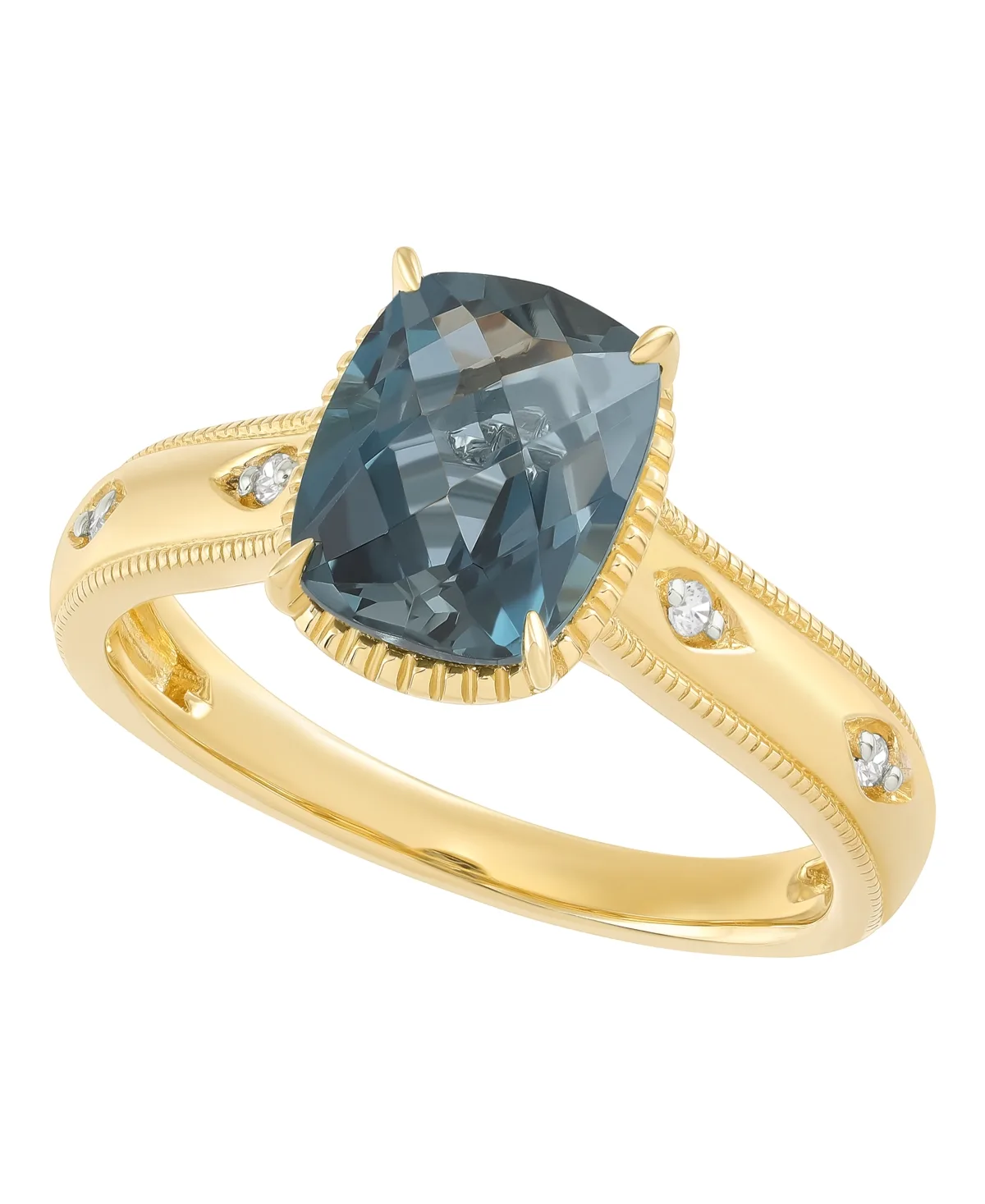 London Blue Topaz (2-3/4 ct. t.w.) Diamond Accent Ring in 14k Yellow Gold by Macy's