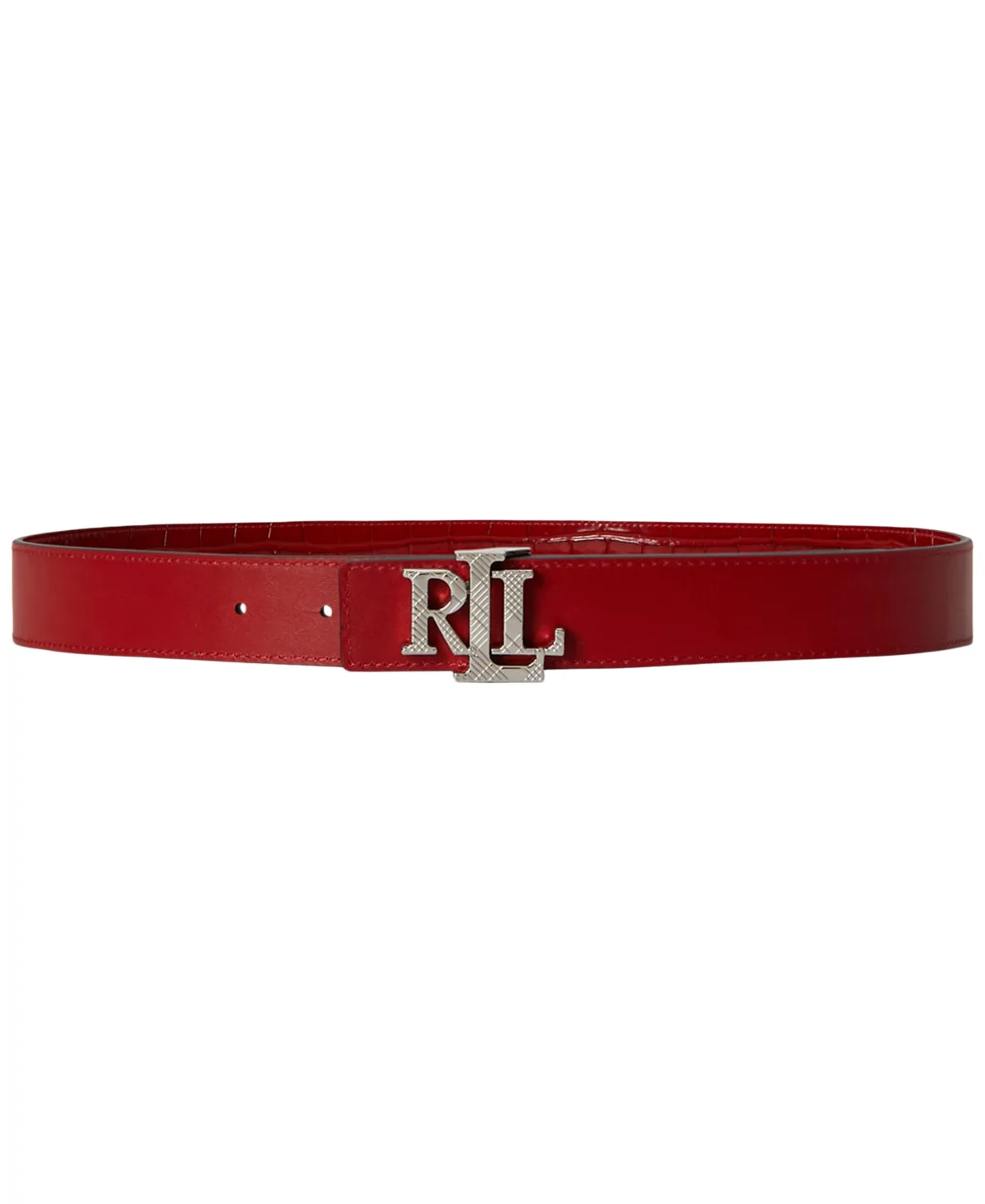 Glossy Croc Embossed Reversible Belt by Ralph Lauren