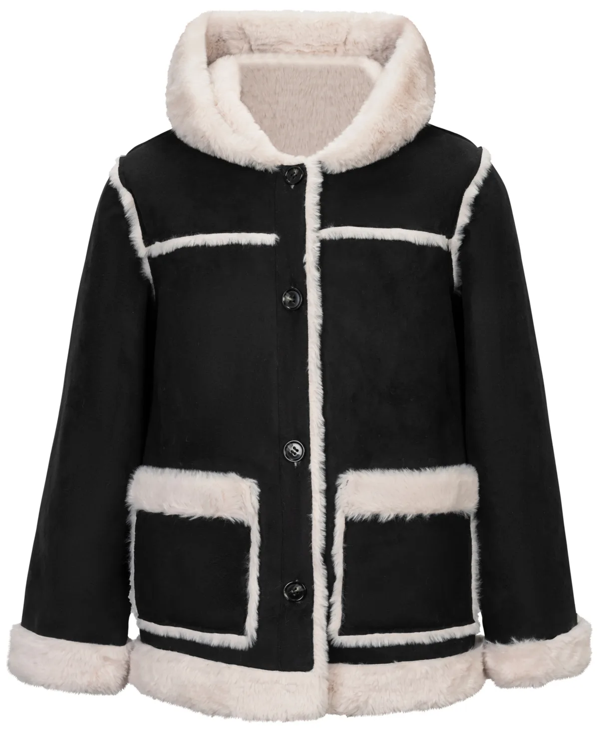 Faux Suede Hooded Faux Fur-Lined Jacket by Sam Edelman