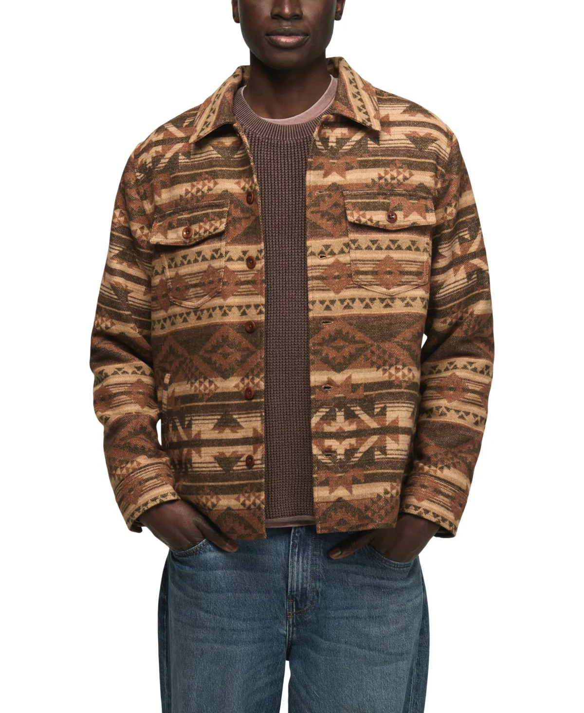 Humboldt Western All-Over Jacquard Shirt Jacket by Lucky Brand