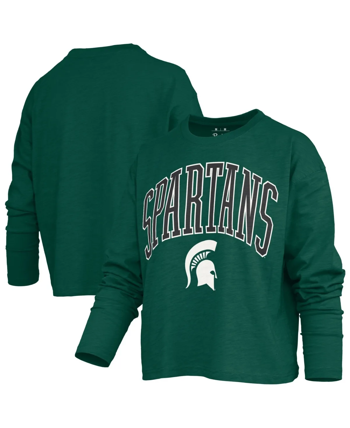 Michigan State Spartans Motley Long-Sleeve Dropped-Shoulders Boxy-Fit T-Shirt by Pressbox