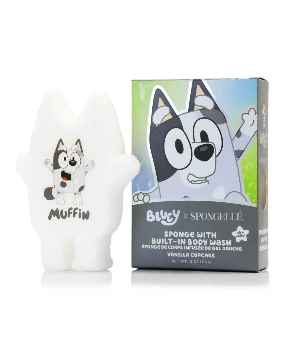 Bluey Body Wash Infused Buffer- Muffin - Vanilla Cupcake by Spongelle