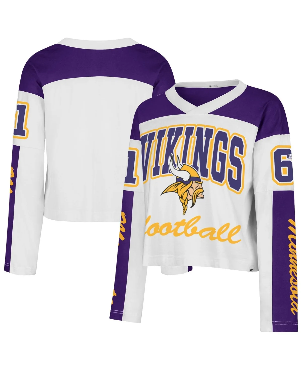 Minnesota Vikings Exclamation Metro V-Neck Long-Sleeve T-Shirt by 47 Brand